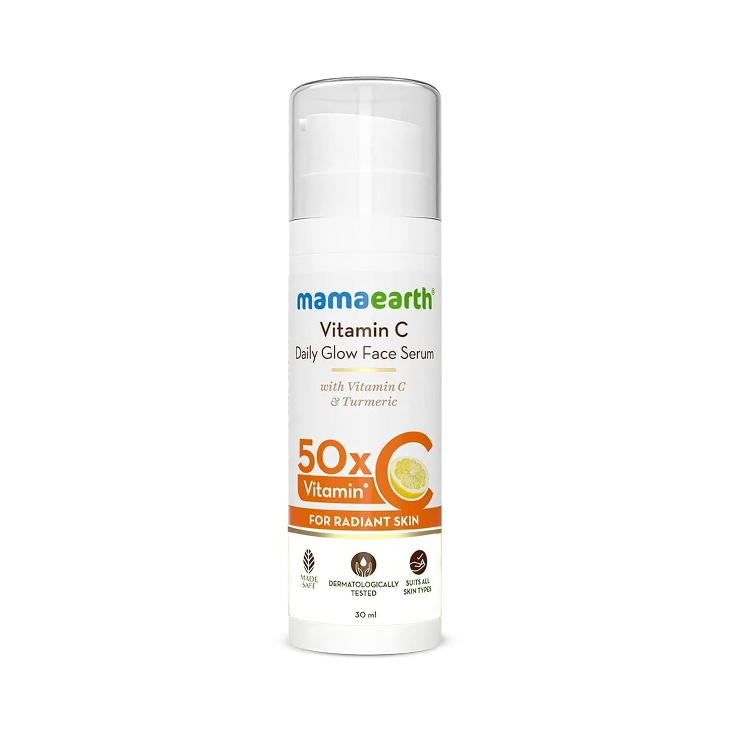 MAMAEARTH Vitamin C Daily Glow Face Serum for Men & Women - Vitamin C Serum for Glowing Skin, Oily Skin & Dark Spots, With 50x Vitamin C -30ml, White